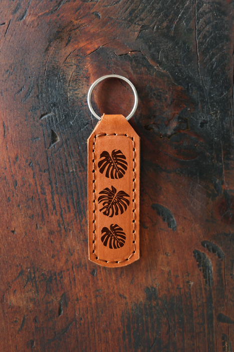 Monstera Plant Leather Keychain