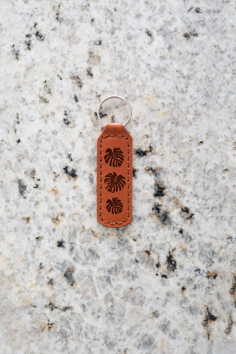 Monstera Plant Leather Keychain
