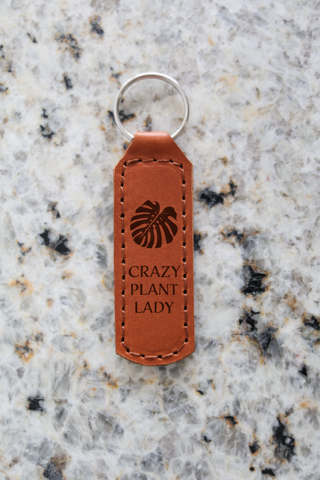 Crazy Plant Lady Leather Keychain
