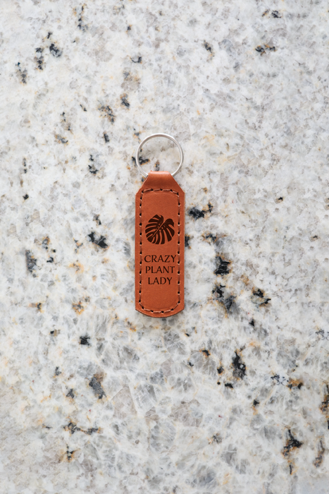 Crazy Plant Lady Leather Keychain