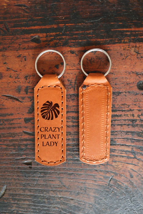 Crazy Plant Lady Leather Keychain
