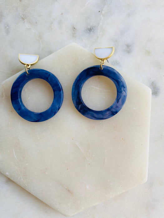 Marbled Blue Acetate Hoops