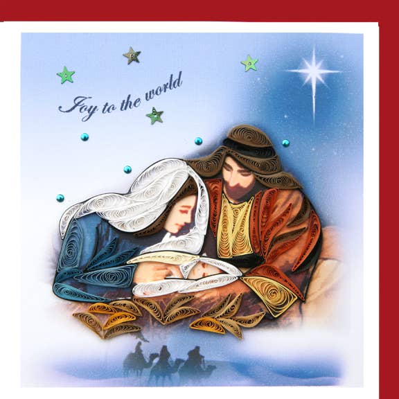 Mary, Joseph, Jesus Quilling Christmas Card