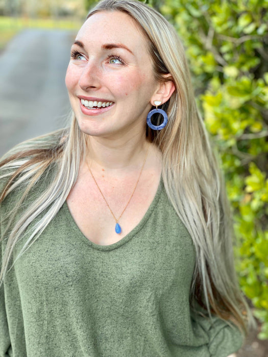 Marbled Blue Acetate Hoops