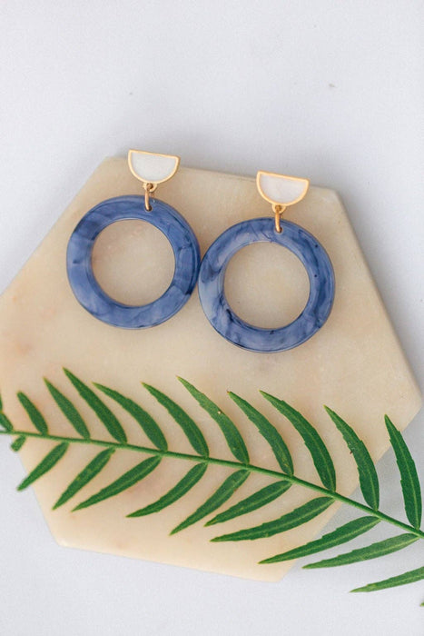 Marbled Blue Acetate Hoops