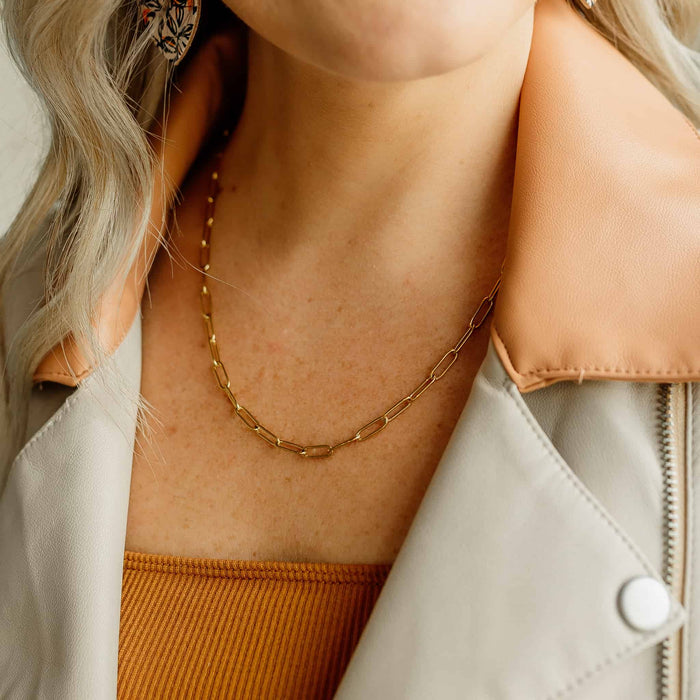 High Quality Gold Plated Paperclip Necklace