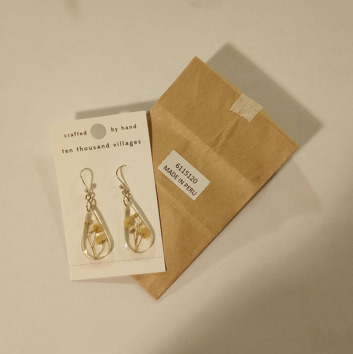 White Rain Flower Earrings