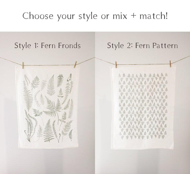 Fern Fronds Tea Towel  |  cottagecore kitchen towel mothers day pastel botanical flour sack tea towel grandmillenial floral decor