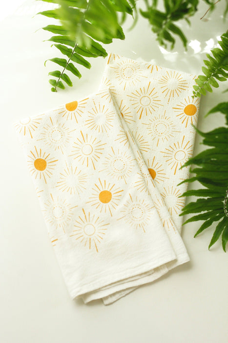 Sundance Pattern Tea Towel  |  yellow hand towel flour sack kitchen dish towel