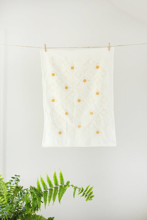 Sundance Pattern Tea Towel  |  yellow hand towel flour sack kitchen dish towel