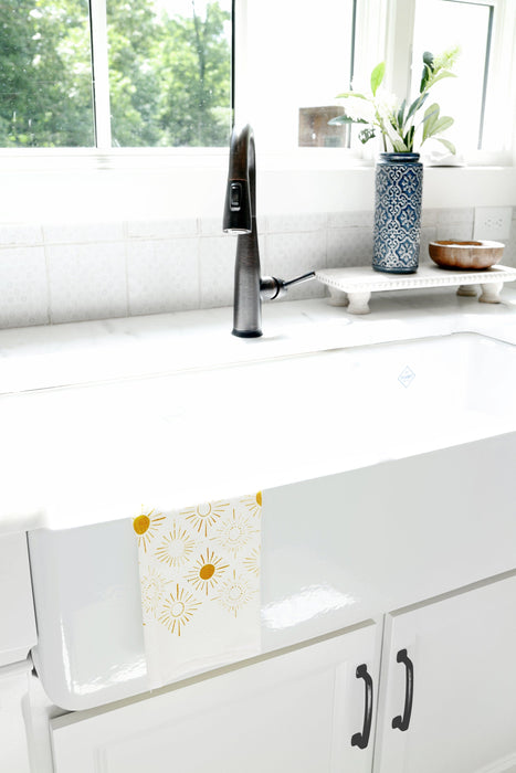 Sundance Pattern Tea Towel  |  yellow hand towel flour sack kitchen dish towel
