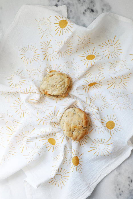 Sundance Pattern Tea Towel  |  yellow hand towel flour sack kitchen dish towel