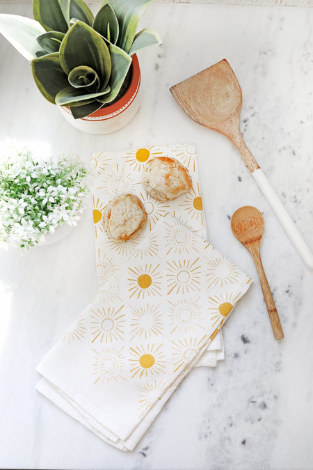 Sundance Pattern Tea Towel  |  yellow hand towel flour sack kitchen dish towel