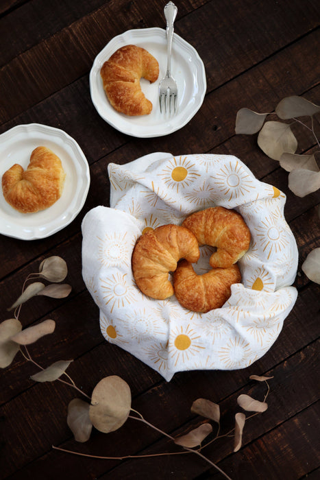 Sundance Pattern Tea Towel  |  yellow hand towel flour sack kitchen dish towel