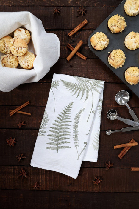 Fern Fronds Tea Towel  |  cottagecore kitchen towel mothers day pastel botanical flour sack tea towel grandmillenial floral decor