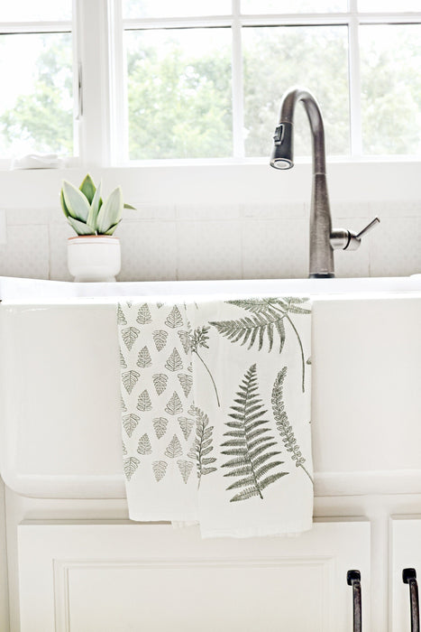 Fern Fronds Tea Towel  |  cottagecore kitchen towel mothers day pastel botanical flour sack tea towel grandmillenial floral decor