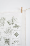 Kitchen Herbs Tea Towel | wild garden herbs cottagecore flour sack tea towel botanical decor greenery plant art cooking herbs spices