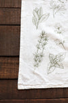 Kitchen Herbs Tea Towel | wild garden herbs cottagecore flour sack tea towel botanical decor greenery plant art cooking herbs spices