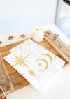 Starlight Tea Towel | star tea towel celestial sky gold stars flour sack tea towel star art kitchen star decor holiday stars