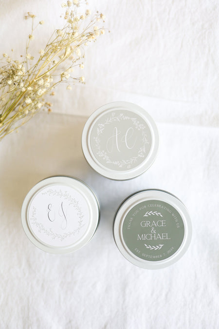 Custom Wedding Candle Bulk | personalized custom label wedding favors gift guest keepsake monogram mini candle tin