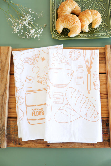 Bread Baking Tea Towel | bakers tea towel sourdough bread baking ingredients kitchen towel mothers day gift farmhouse recipe towel