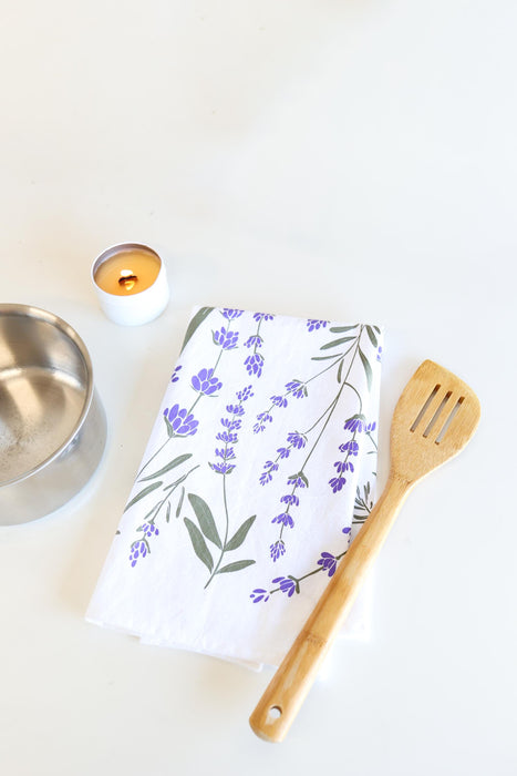 Lavender Tea Towel | floral kitchen towel baking hand towel spring lilac garden hostess gift botanical towel