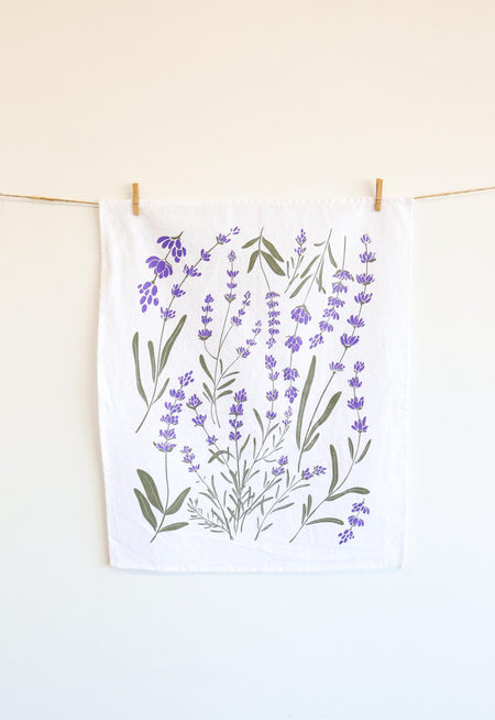 Lavender Tea Towel | floral kitchen towel baking hand towel spring lilac garden hostess gift botanical towel