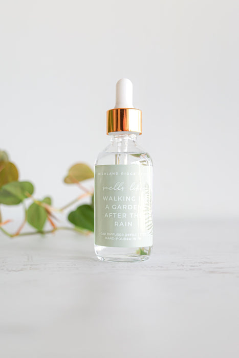 Walking in a Garden After the Rain Car Diffuser Refill | car freshie refill | bottle diffuser refill | gardenia + fern | scented freshener