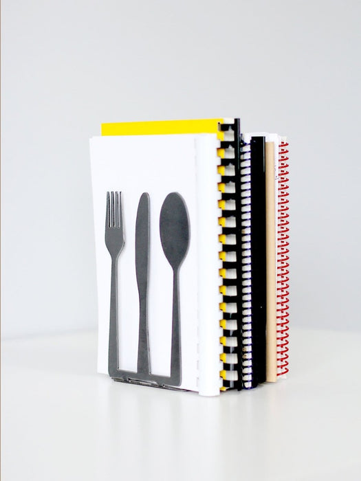 Fork Knife Spoon Kitchen Cookbook Bookend - Highland Ridge Decor