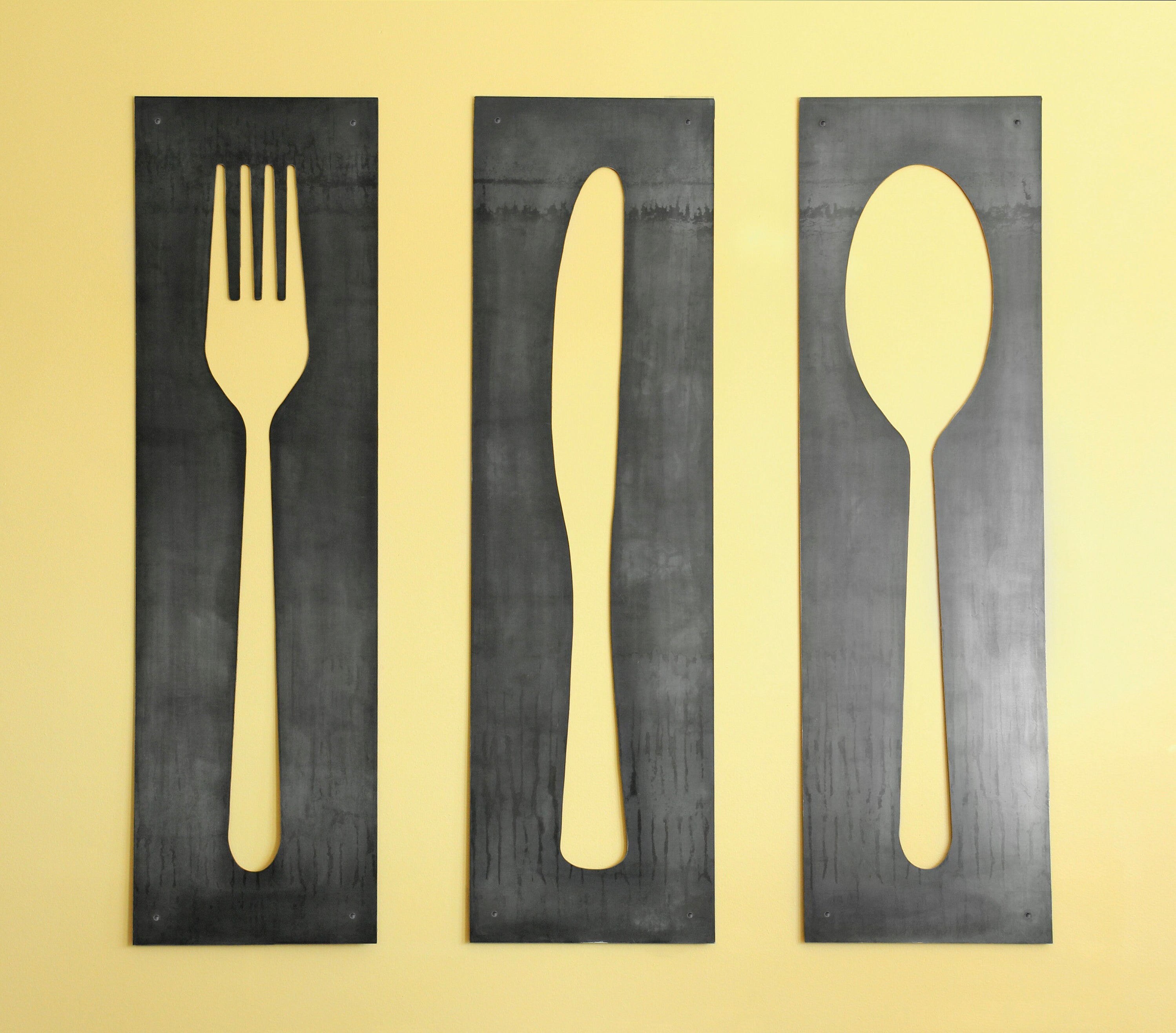 Highland Ridge Decor Fork Knife Spoon Wall Art Panel Set