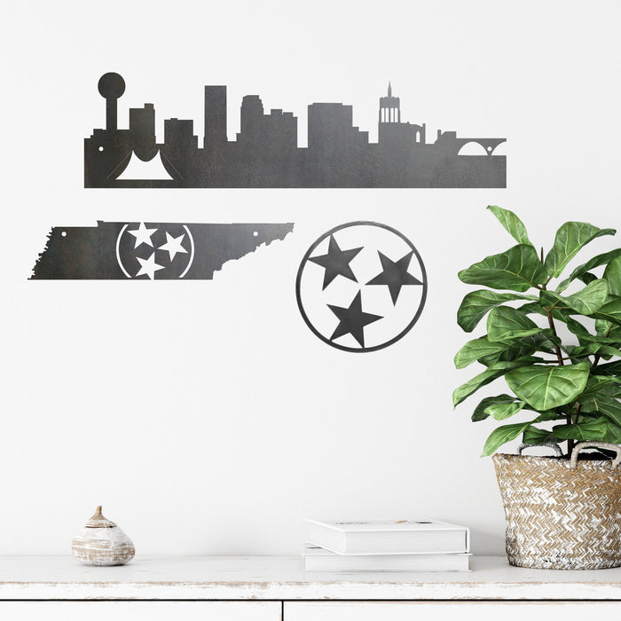 Knoxville Skyline Metal Art Small  |  Tennessee home decor gifts for him farmhouse wall art man cave decor gift state decor