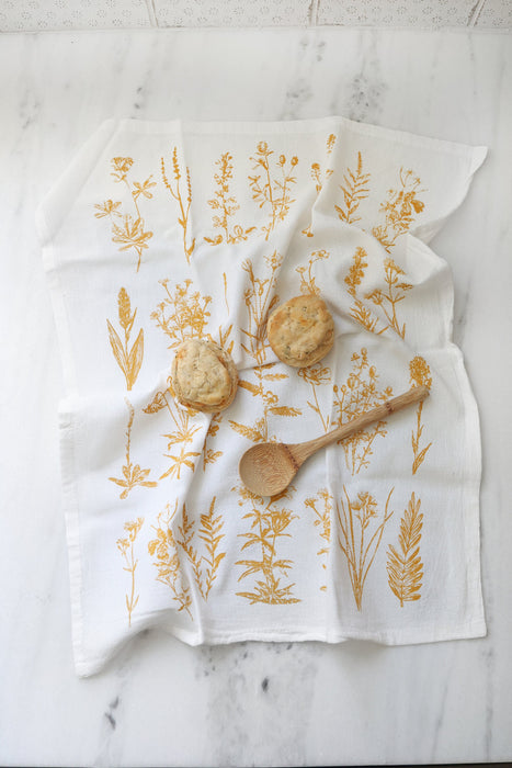 Wild Flower Tea Towel  |  cottagecore mothers day flour sack tea towel floral dish towel pastel kitchen grandmillennial plant lover gift