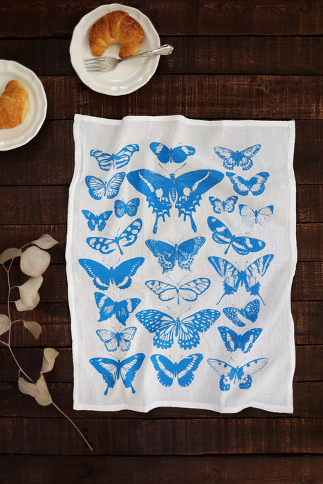 Butterfly Tea Towel  |  cottagecore flour sack tea towel butterfly dish towel kitchen decor grandmillennial bar cart accessory