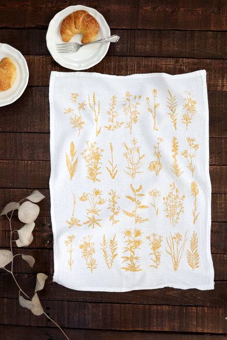 Wild Flower Tea Towel  |  cottagecore mothers day flour sack tea towel floral dish towel pastel kitchen grandmillennial plant lover gift