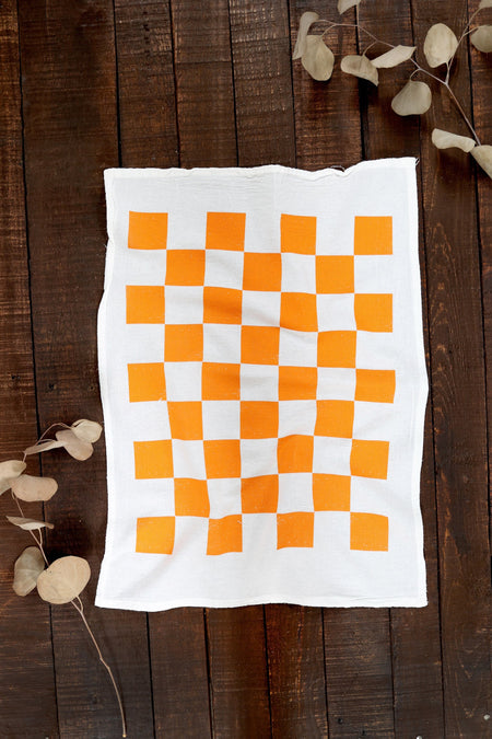 Tennessee Orange Checker Tea Towel  |  volunteers tailgate flour sack kitchen dish towel hand towel
