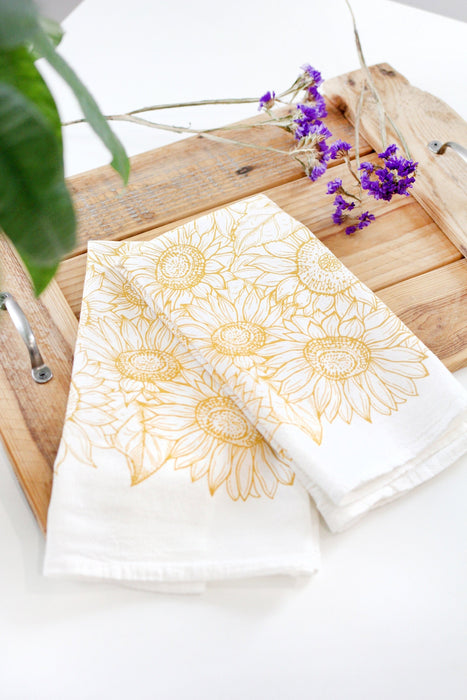 KOALAND Sunflower Kitchen Towels Set Of 5 - Cotton Flour Sack Towels, Pot Holders & Oven Mitt - Spring Summer Decor