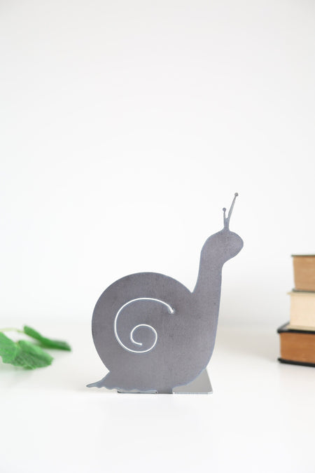 Snail Bookend  |  snail bookend garden nursery forest bookcase cottagecore home book lovers bookends for kids reading room baby shower gift