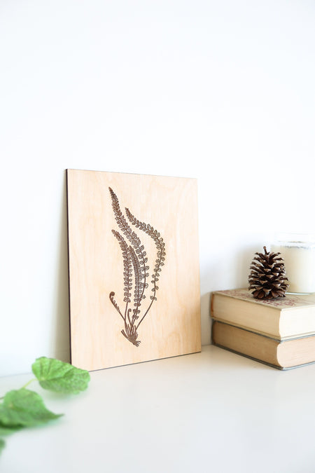 Wooden Fern Fronds Panel Wall Art  |  forest decor botanical cottagecore rustic farmhouse home decor gallery wall fern frond art cabincore