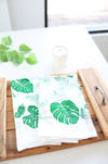 Tropical Leaves Tea Towel  |  monstera palm house plant lover floral flour sack kitchen dish towel hand towel