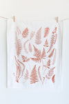 Red Fern Fronds Tea Towel  |  cottagecore kitchen towel mothers day pastel botanical flour sack tea towel grandmillenial floral decor