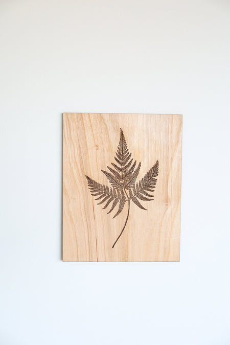 Wooden Fern Panel Wall Art  |  forest decor botanical cottagecore rustic farmhouse home decor gallery wall fern frond art cabincore