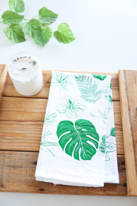 monstera tea house Tropical Leaves Tea Towel– Highland Ridge Decor