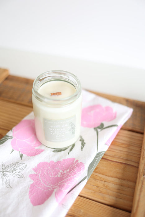 Hand-Poured Soy Candle - "Walking In A Garden After The Rain" | cozy scented candle natural candle handmade wood wick earthy