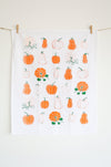 Pumpkin Pattern Tea Towel | pumpkin pattern autumn harvest flour sack tea towel pumpkins gourds dish towel kitchen fall decor