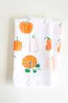 Pumpkin Pattern Tea Towel | pumpkin pattern autumn harvest flour sack tea towel pumpkins gourds dish towel kitchen fall decor