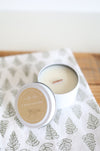 Hand-Poured Soy Candle - Vanilla "A Stay-cation" Tin | cozy scented candle gift natural candle handmade wood wick warm vanilla