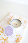 Hand-Poured Soy Candle - Lemon Lilac "Coming Home To A Clean House" Tin | cozy scented candle gift natural candle handmade wood wick clean