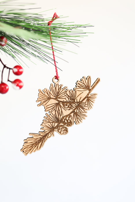 Wooden Pine Tree Branch Christmas Ornament | Christmas tree ornament wooden ornament stocking stuffer hostess gift pine tree decor