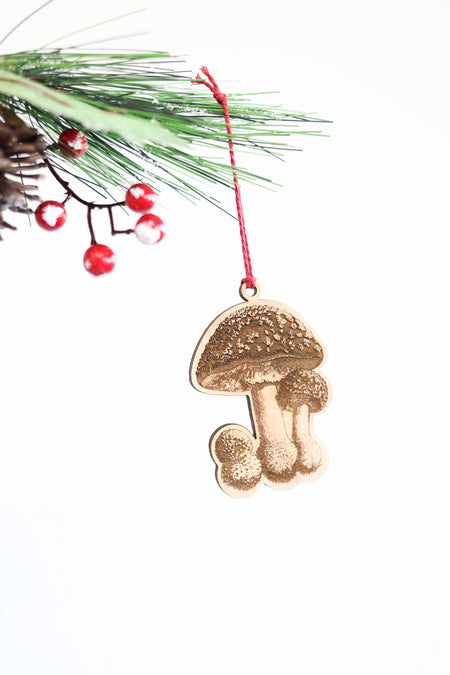 Wooden Mushroom Christmas Ornament | Christmas tree ornament wooden ornament stocking stuffer hostess gift tree decor