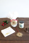 Holiday Gift Set - Being Snowed In | candle tea towel gift bundle for her housewarming Christmas gift natural soy candle